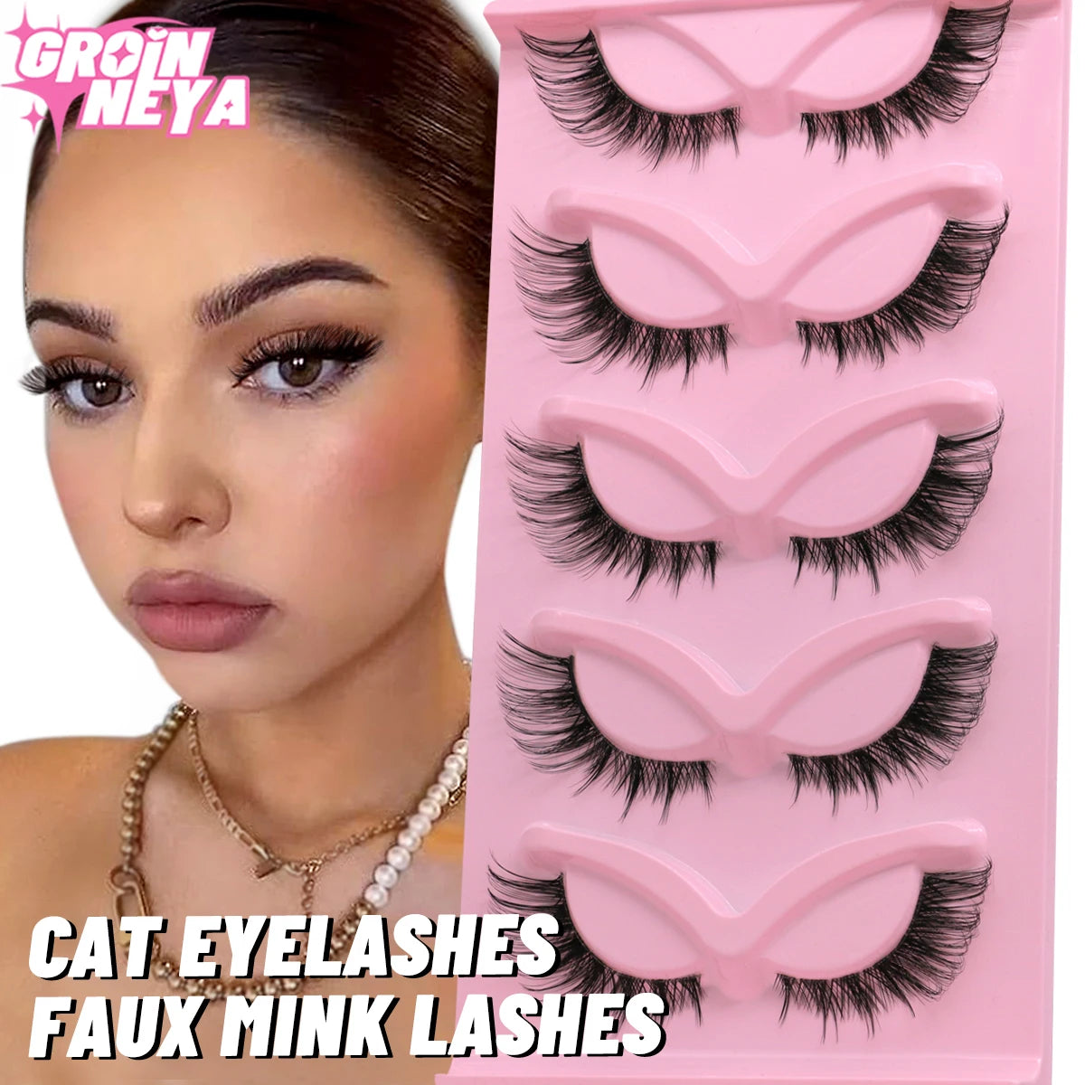 5 pairs Cat Eye Lashes Faux Mink Eyelashes