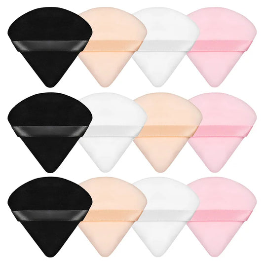 2/12Pcs Triangle Velvet Powder Puff Make Up Sponges for Face Eyes Contouring